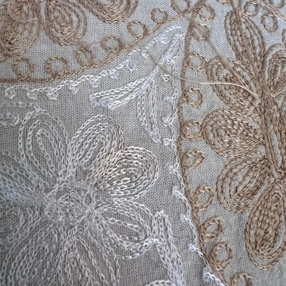 Vintage Aghabani Embroidered Orientalist Cotton Silk Tablecloth/11 Napkins 92x60